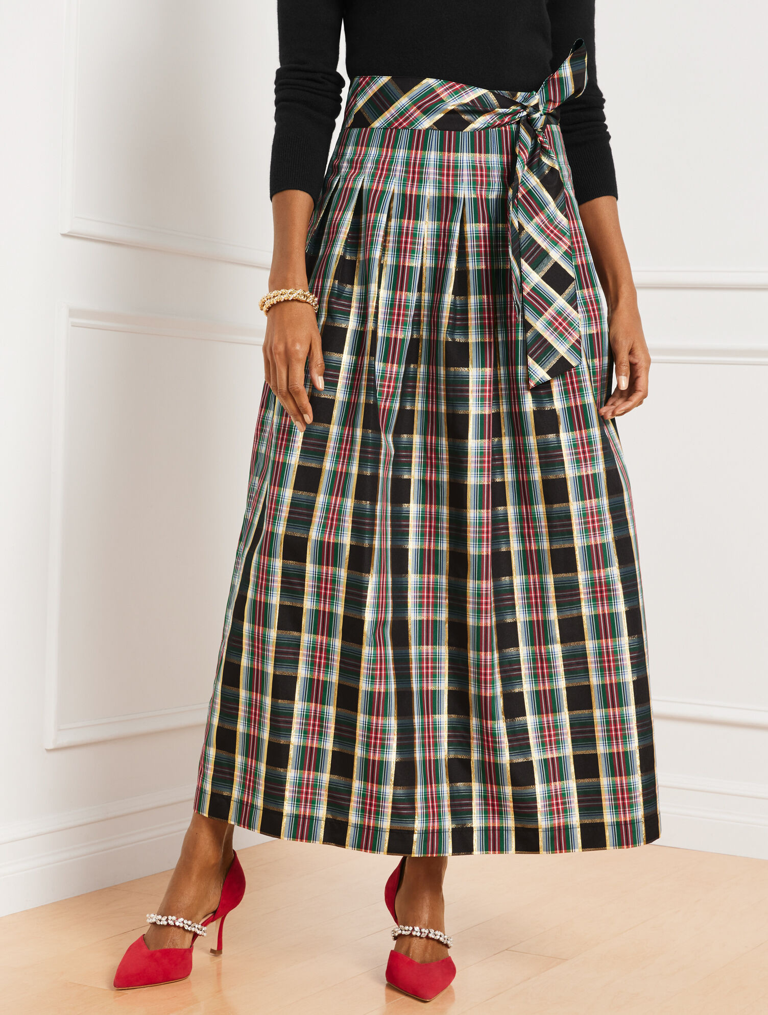 Metallic Taffeta Patio Skirt - Celebrate Plaid | Talbots