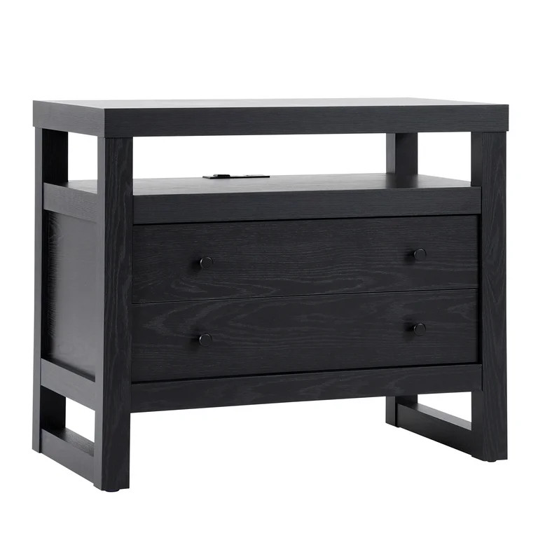 Better Homes & Gardens Ezra 2-Drawer Nightstand, Rich Black Finish | Walmart (US)