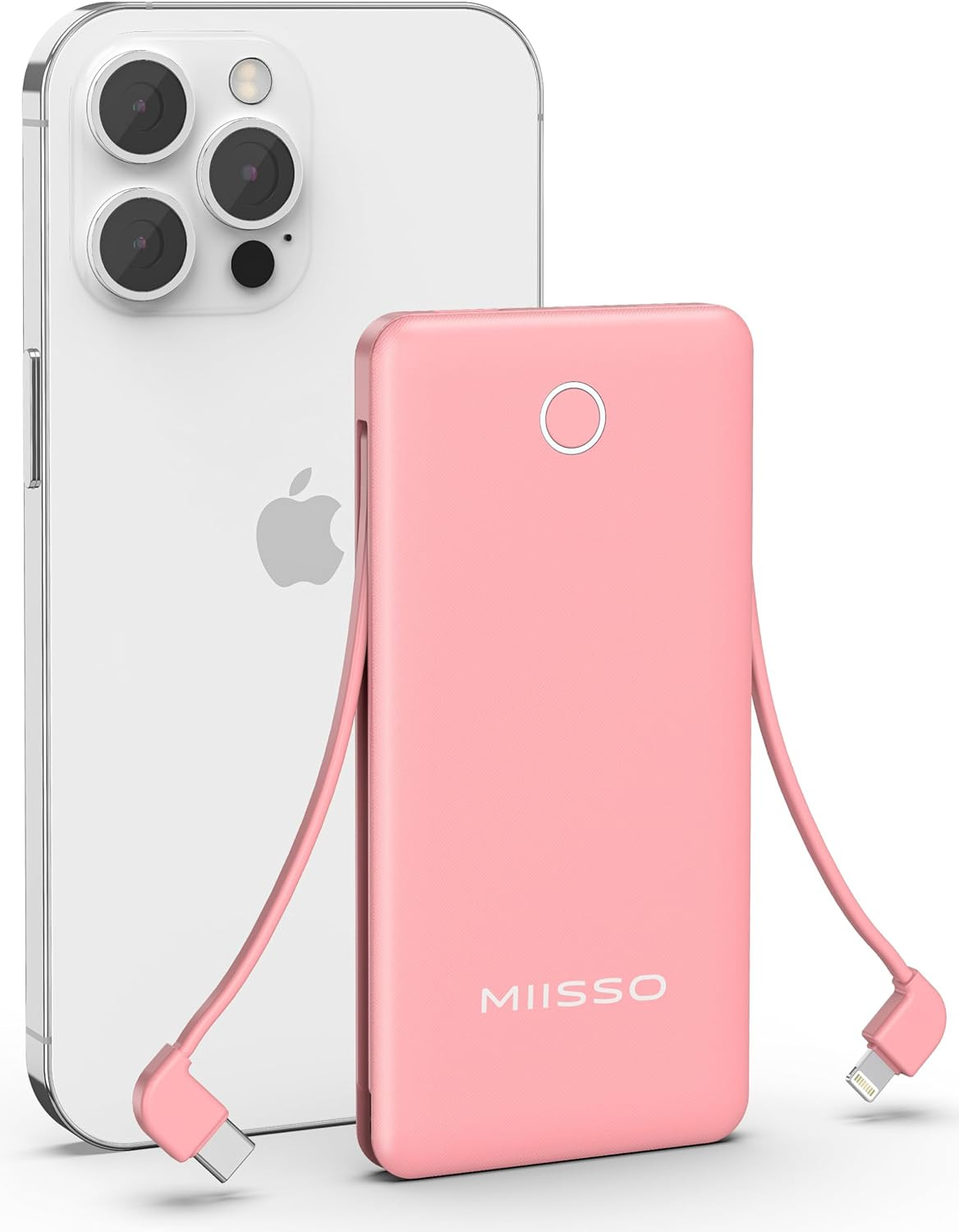 miisso 10000mAh Slim Portable Charger with Built in Cable, Power Bank Travel Charger External Bat... | Amazon (US)