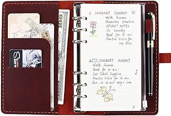 Genuine Leather Journal Writing Notebook, A6 Ring Binder Refillable Diary Notepads, Vintage Handm... | Amazon (US)