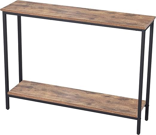 MAJARO Industrial Sofa Console Table for Living Room, Office (Rustic Brown, Double Layer) | Amazon (US)