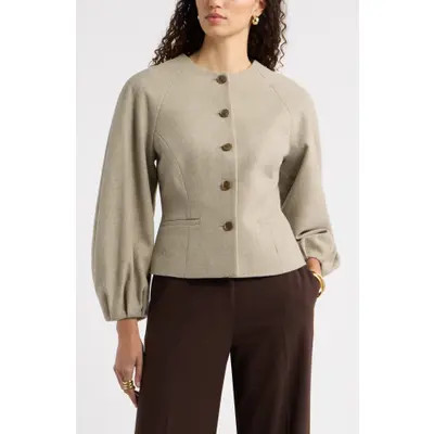 Nordstrom Collarless Sculpted Jacket in Beige Heather at Nordstrom, Size Xx-Large | Nordstrom