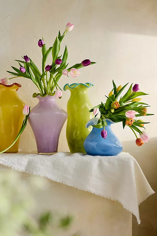 Contrast Rim Glass Vase in Green at Terrain | Terrain