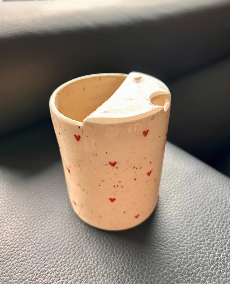 Handmade to Go Ceramic Cup Handmade Ceramic Travel Mug Hand-painted Heart Mug Valentines Day Pres... | Etsy (US)