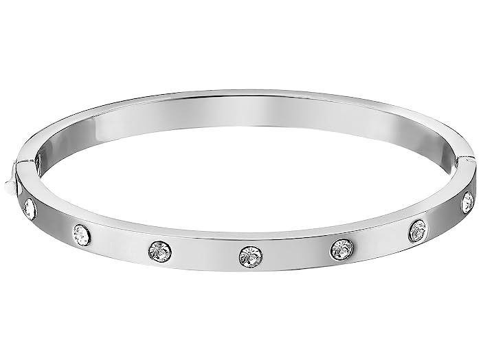 Kate Spade New York Set in Stone Stone Hinged Bangle (Clear/Silver) Bracelet | Zappos