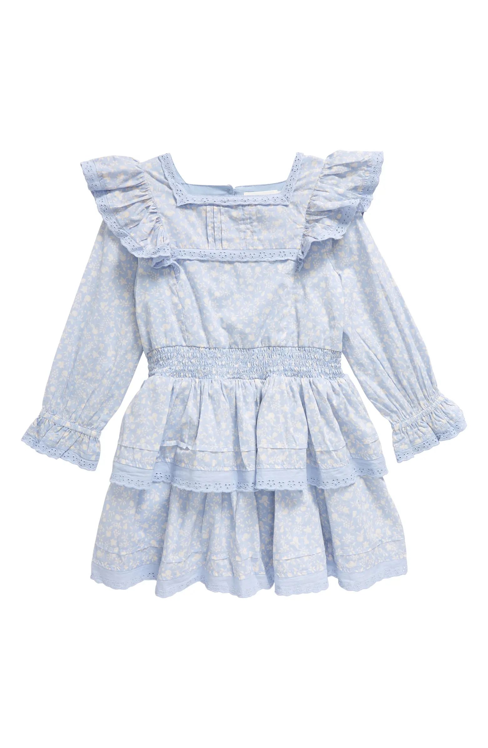 Kids' Floral Print Tiered Ruffle Long Sleeve Dress | Nordstrom