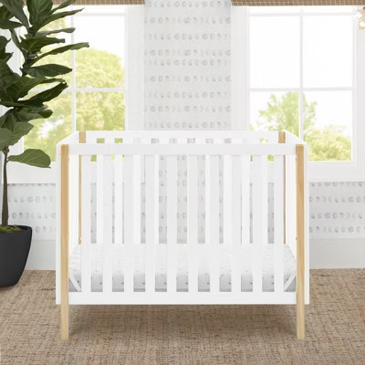 Delta Children Gio Mini Crib with 2.75" Mattress Included - Bianca White/Natural | Target