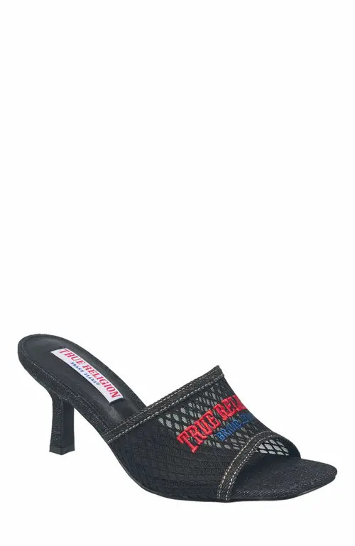 True Religion Denim Mesh Mule Heel in Black at Nordstrom, Size 6 | Nordstrom