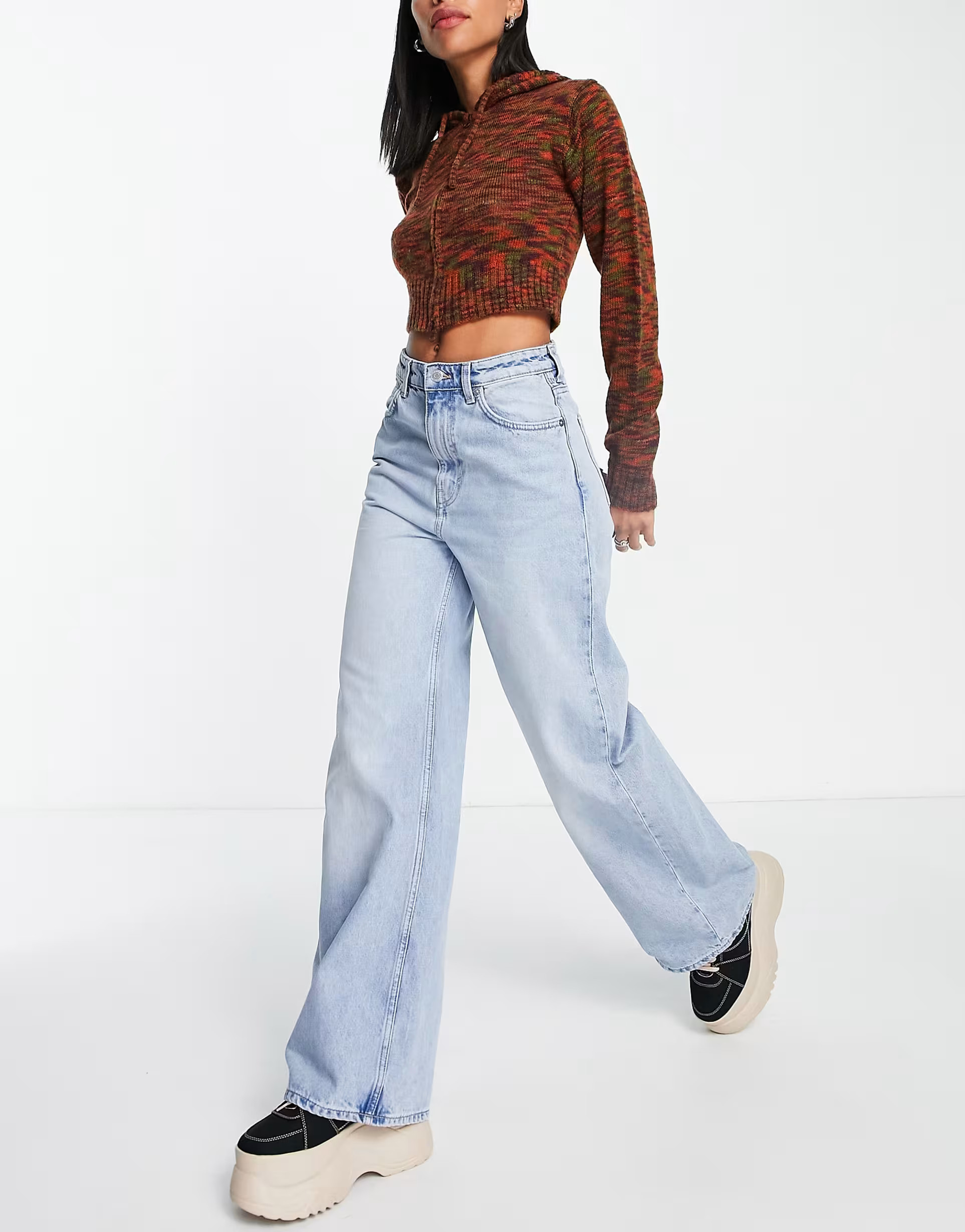 Weekday Ace high waist denim jeans in light stone wash blue | ASOS (Global)