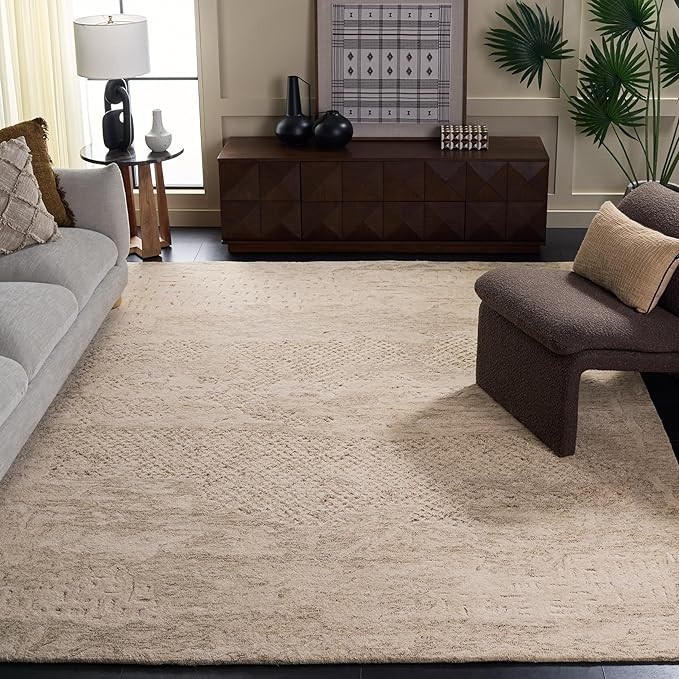 SAFAVIEH Harvest Collection Area Rug - 9' x 12', Brown & Ivory, Handmade Wool, Ideal for The Livi... | Amazon (US)