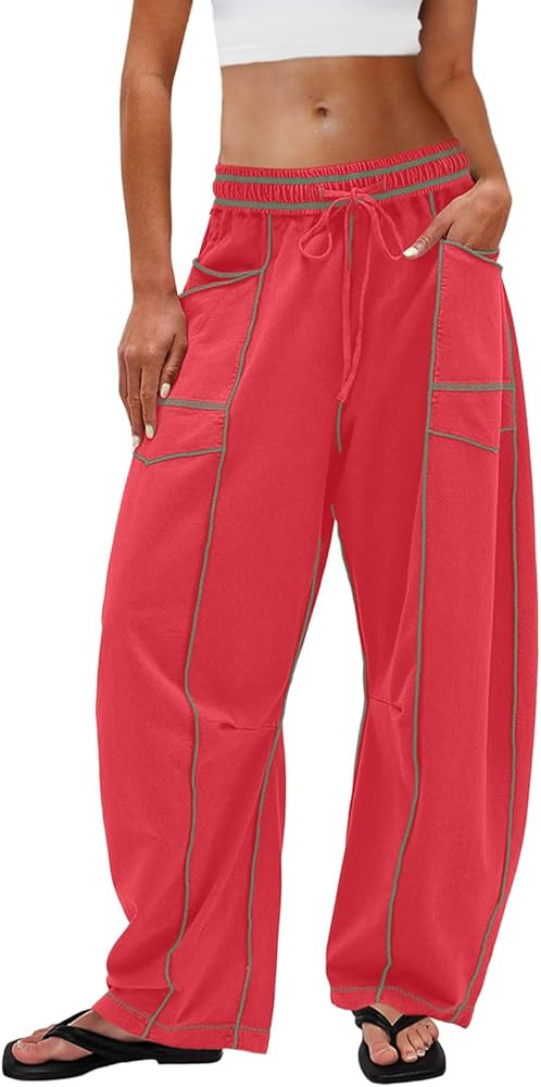 UNIANKIYA Womens Barrel Sweatpants Baggy Pants Wide Leg Sweat Pants Lounge Trousers with Pockets ... | Amazon (US)