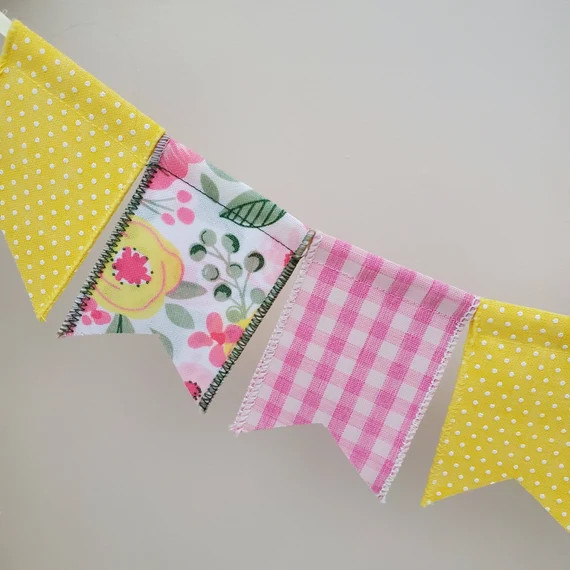 Yellow Floral Mini Banner Mini Bunting Home Decor Mantel | Etsy | Etsy (US)