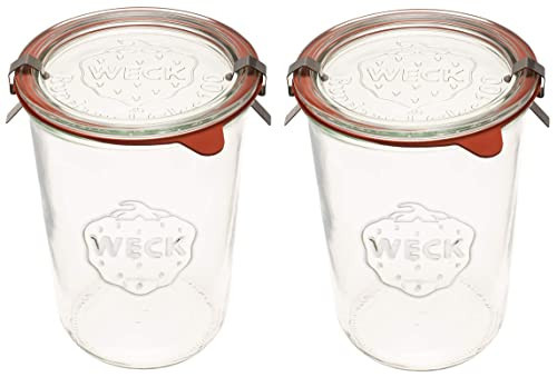 Weck Canning Jars 743 - Weck Mold Jars made of Transparent Glass - Eco-Friendly Canning Jar - Storage for Food with Air Tight Seal and Lid - 3/4 Liter Tall Jars Set - Set of 2 Jars | Amazon (US)