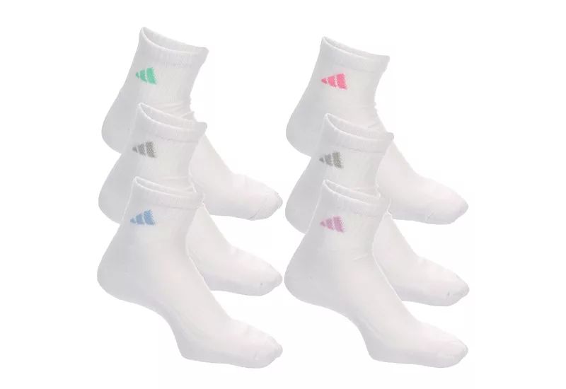 Adidas Womens Athletic Cushioned Quarter Socks 6 Pairs - White | Rack Room Shoes