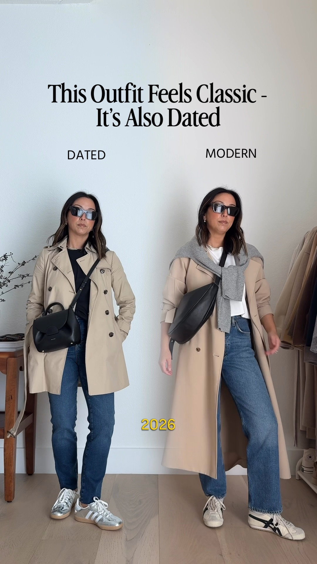Update your trench, denim, crossbody, and sneaker fall outfit. 

Aritzia tee medium
Oak + Fort trench xxs in beige
Agolde 90’s mid rise straight. 25. Fit like a high rise. 
Amazon socks
Onitsuka Tiger sneakers 4 men’s
Everlane cashmere sweater xs
The Sak Tees bag large
YSL sunglasses

#LTKmomlife #LTKPetite #LTKOver40