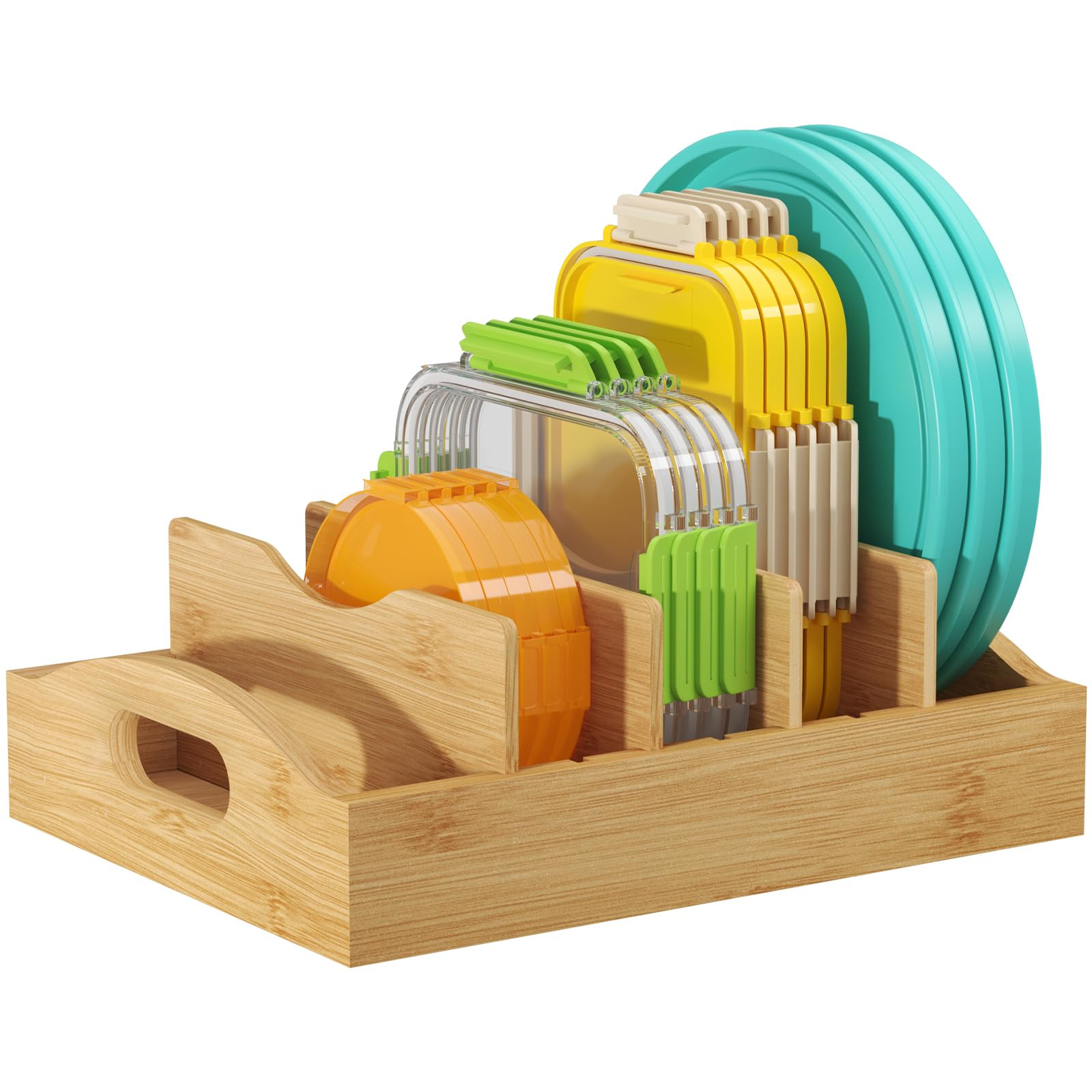 Lifewit Bamboo Lid Organizers for Inside Cabinet, Food Storage Container Lid Holder with 4 adjust... | Amazon (US)