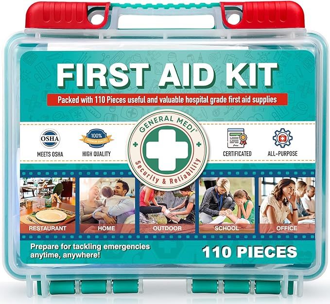 General Medi 110 Pieces Small First Aid Kit - HardCase First Aid Box - Contains Premium Medical S... | Amazon (US)