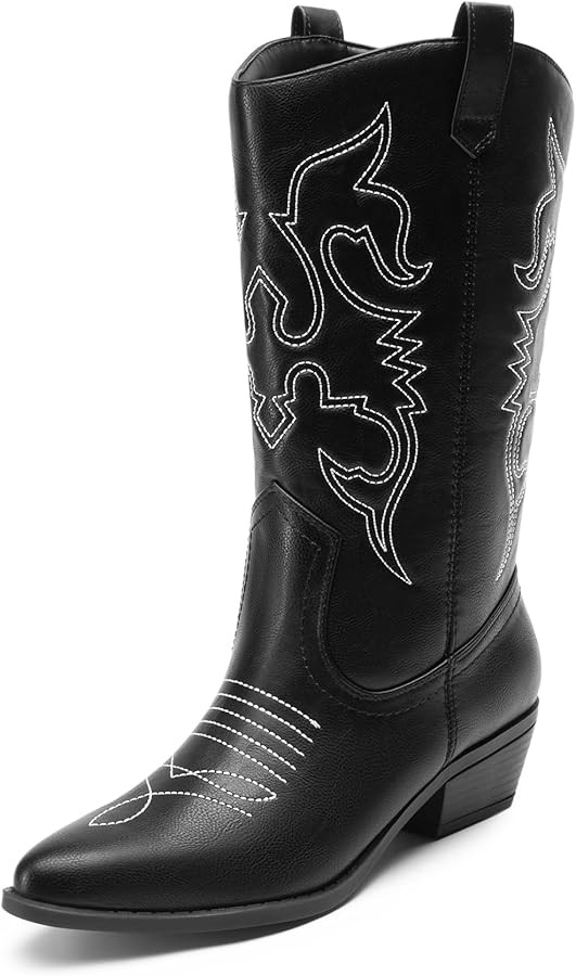 DREAM PAIRS Women's Cowboy Boots Pull On Cowgirl Boots Mid Calf Western Boots | Amazon (US)