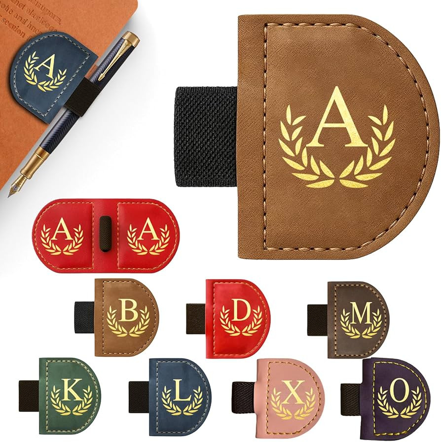 Personalized Leather Magnetic Bookmark with Pen Holder, Custom Bygone Mark Bookmark with Pen Hold... | Amazon (US)