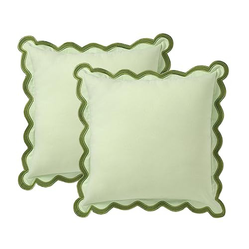 Folkulture Throw Pillow Covers 18x18, Set of 2 Scalloped Pillow Cover, Decorative Pillows, Cute O... | Amazon (US)
