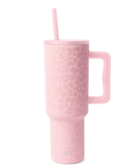 Simple Modern 40oz Stainless Steel Leopard Lidded Tumbler - Pink | REBEL (formerly Rebelstork)