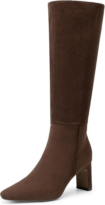 DREAM PAIRS Knee High Boots Women Chunky Block Heel Square Toe Side Zipper Tall Boots for Women | Amazon (US)