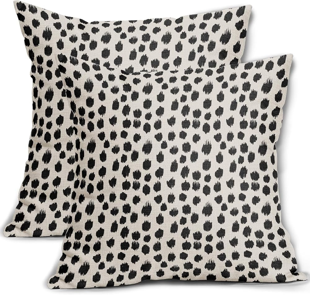 Black Cream Polka Dot Pillow Covers 24x24 Set of 2 Outdoor Modern Art Throw Pillows Boho Design B... | Amazon (US)