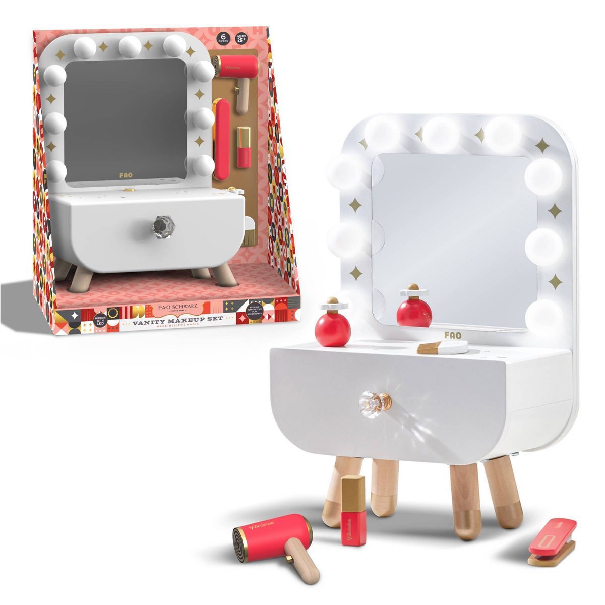 FAO Schwarz Make-Believe Magic Vanity Mirror Makeup Set | Target