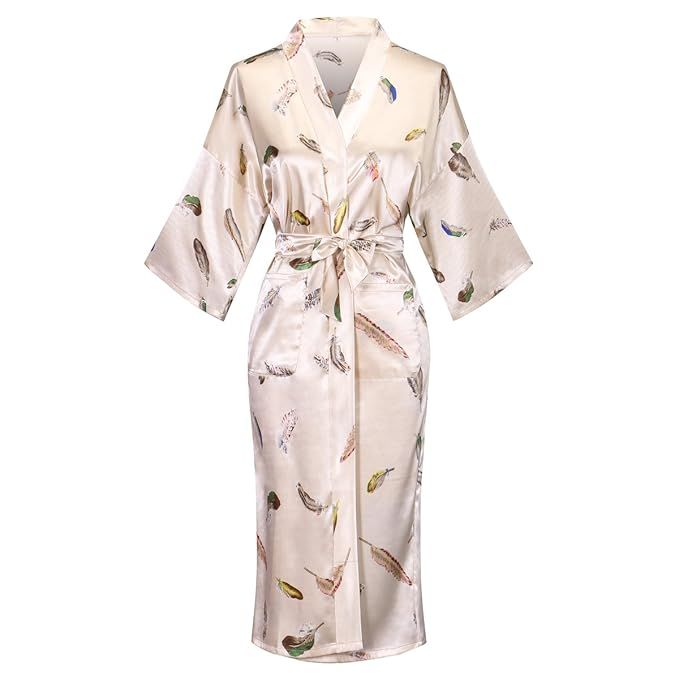 Valennia Floral Pattern Kimono Robe Long Bathrobe For Women | Amazon (US)