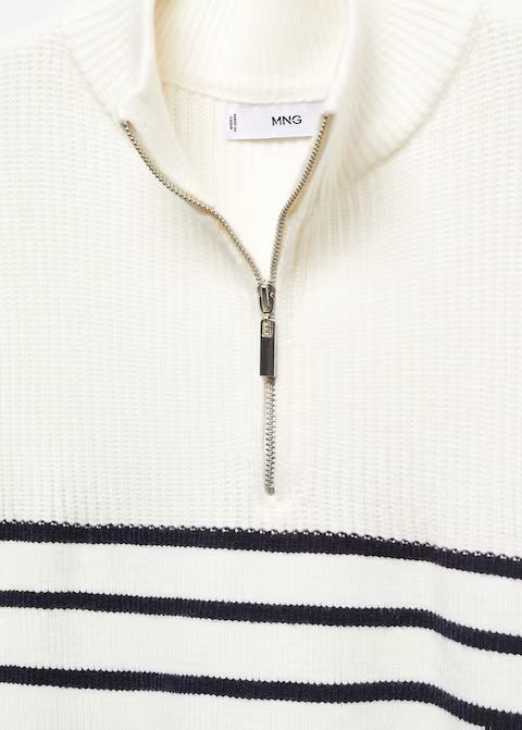 Striped sweater with zipper -  Women | Mango USA | MANGO (US)