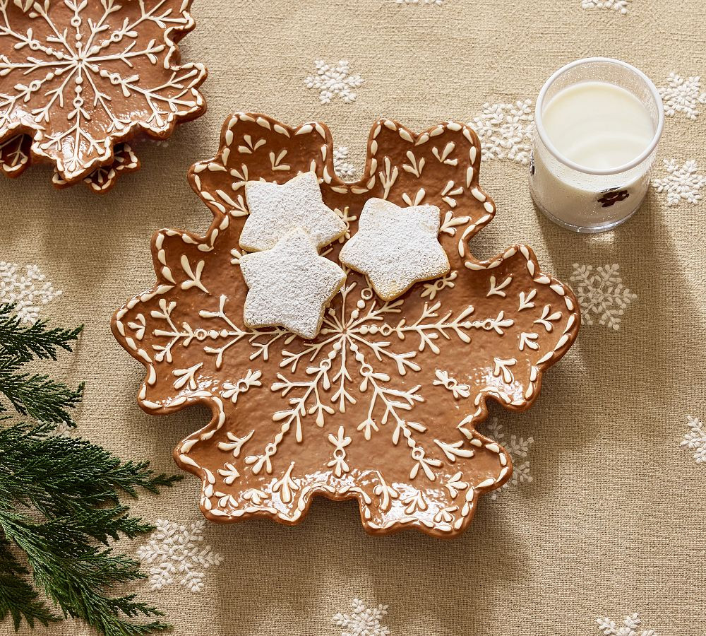 Gingerbread Snowflake Stoneware Platter | Pottery Barn (US)