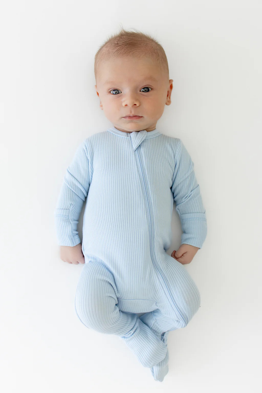 Ribbed Zipper Footie in Breeze | Kyte Baby