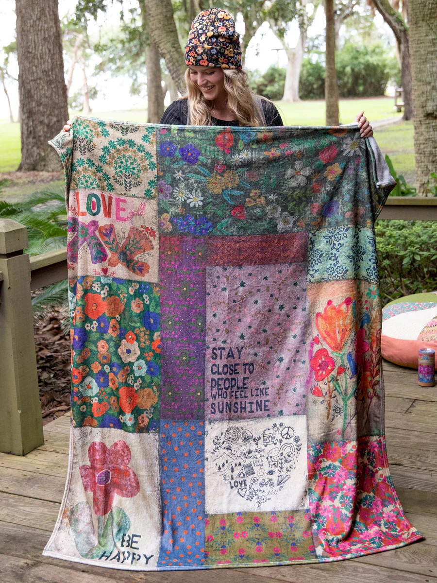 Cozy Throw Blanket - Block Patchwork | Natural Life