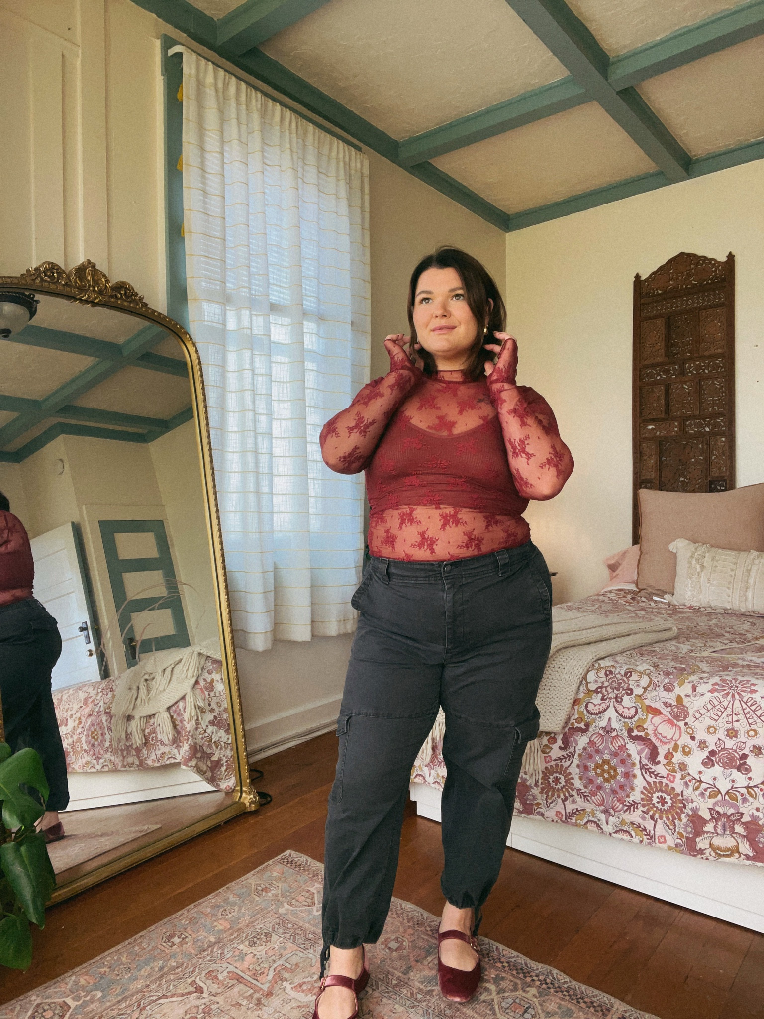 10 days of midsize bump friendly fall fits day 6! Going sassier with this outfit that I’m not sure I’ll ever have the confidence to wear out of the house but we’ll see😂 also I will say these pants are stretchy and the top is too but I don’t know if this will be bump friendly until the end but it’s bump friendly for now! Top size large. Bralette under and cargos both size XL  

#LTKbump #LTKSeasonal #LTKmidsize