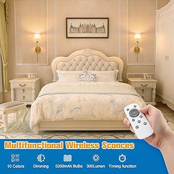 NIORSUN Battery Operated Wall Sconce Set of 2,Gold Rechargeable Wall Lights with 5200mAh Dimmable... | Amazon (US)