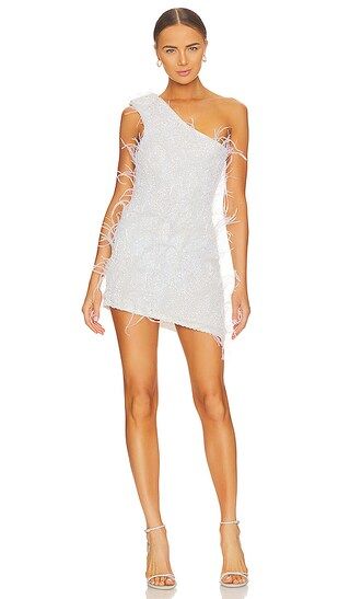 Sina Feather Dress in White | Revolve Clothing (Global)