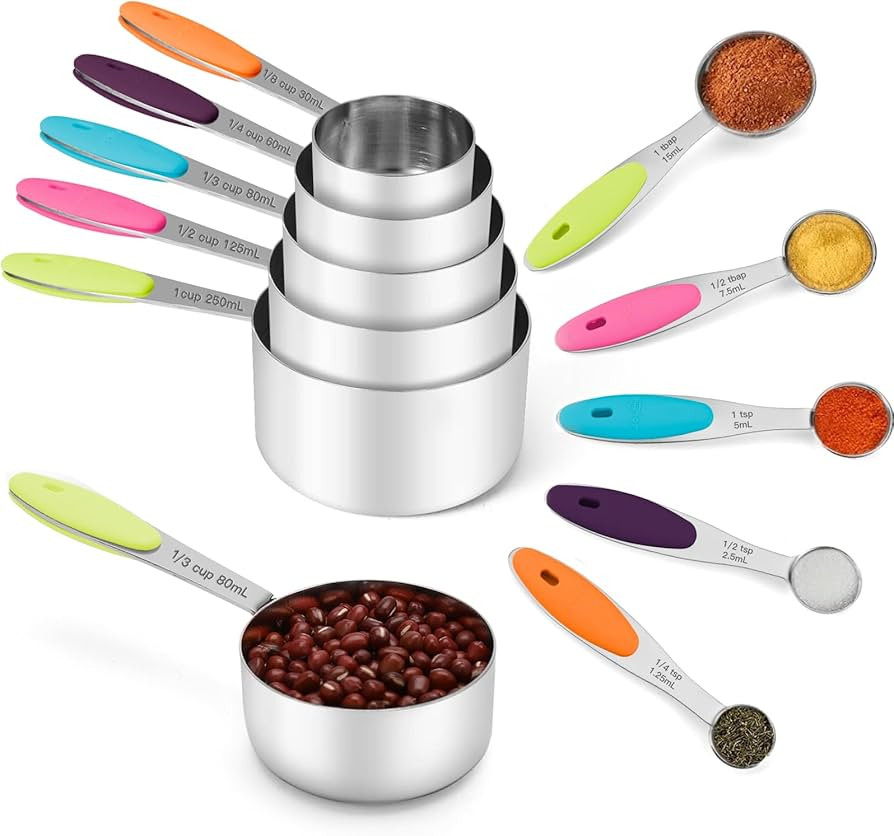 Joyhill Stainless Steel Measuring Cups and Spoons Set of 10 Piece, Nesting Metal Measuring Cups S... | Amazon (US)