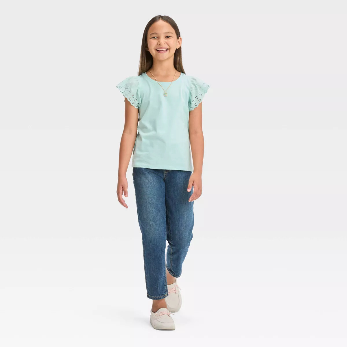 Girls' Short Sleeve Eyelet T-Shirt - Cat & Jack™ | Target