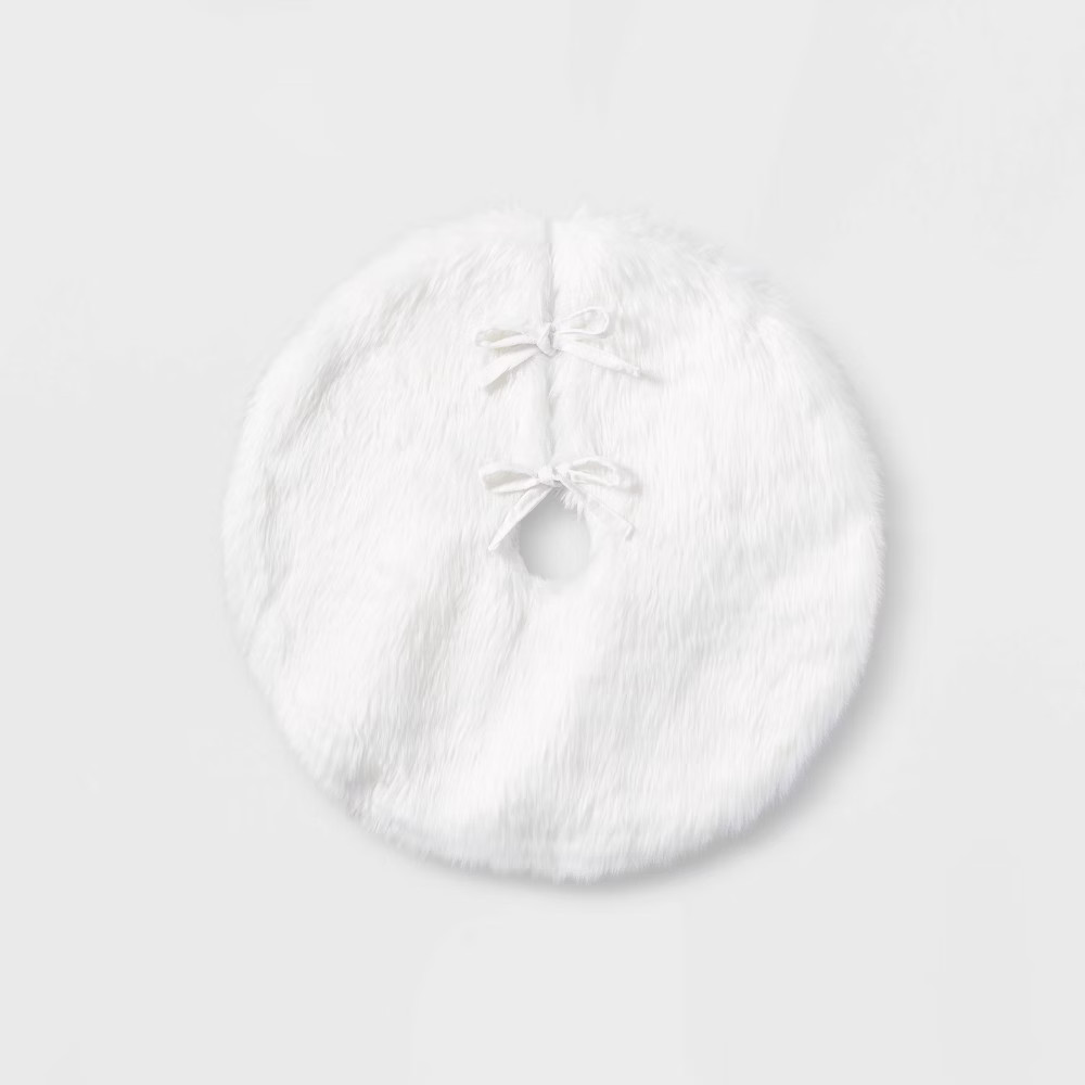 18in Mini Faux Fur Christmas Tree Skirt Cream - Wondershop | Target
