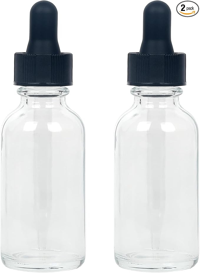 Magic Season Boston Round Glass Bottles (Transparent/ 1 fl oz. with Droppers/ 2 Pcs) | Amazon (US)