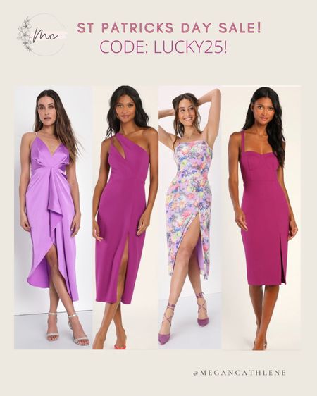 Lulu’s St.Patrick’s day sale save 25% off cocktail dresses with code: LUCKY25

wedding guest dress | spring dress | cocktail hour | dresses under $50 | sale alert | spring fashion | purple and magenta dress

#LTKsalealert #LTKwedding #LTKunder100