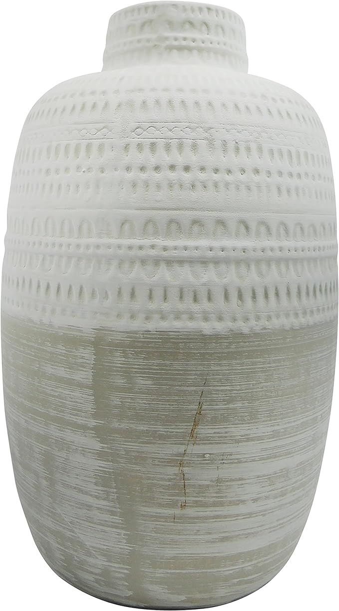 Sagebrook Home 10" Ceramic Tribal Vase - Contemporary Decorative Vase in Ivory/Beige - Flower Cen... | Amazon (US)