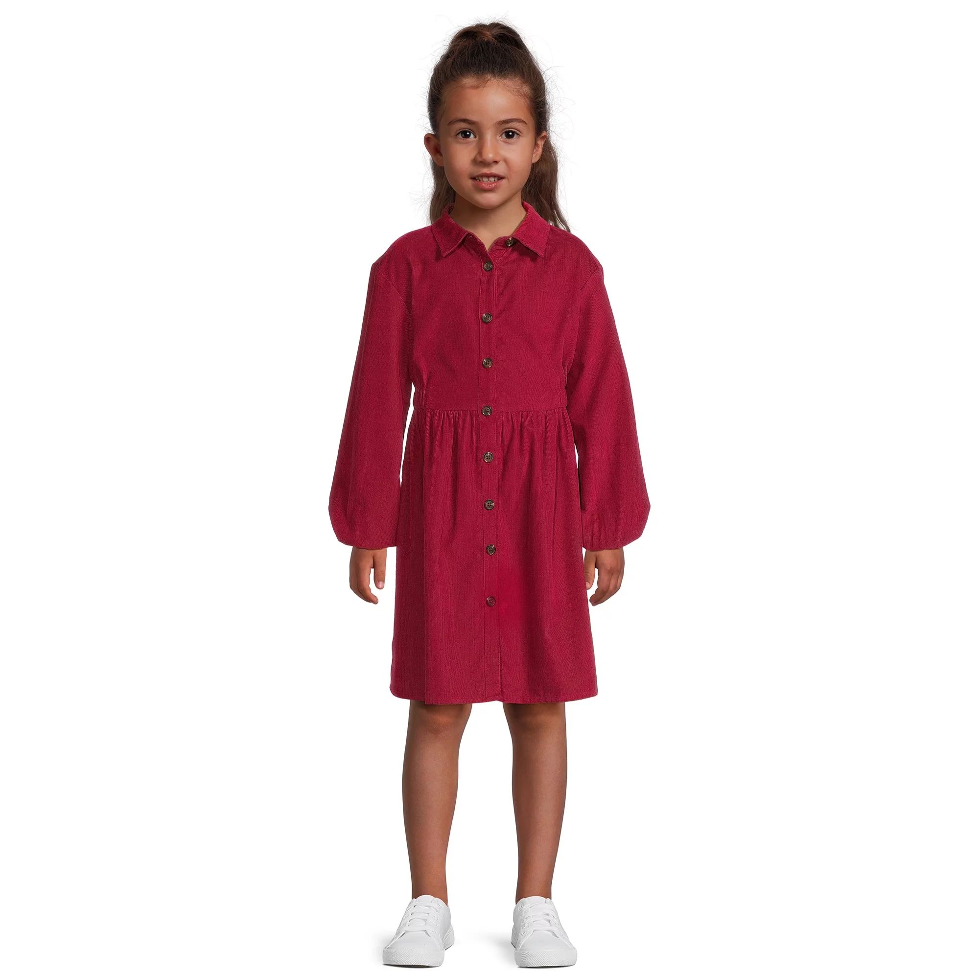 Wonder Nation Girls’ Long Sleeve Corduroy Dress, Sizes 4-18 and Plus | Walmart (US)