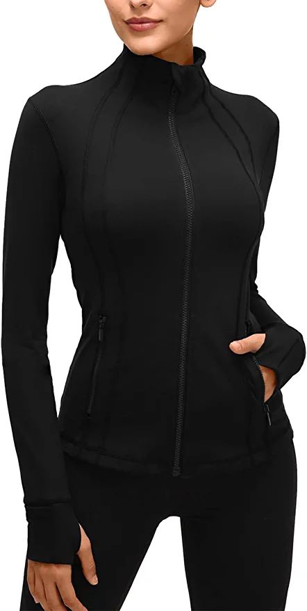 qualidyne Womens Sports Running Yoga Jacket Full Zip Track Jacket Slim Fit Workout Jacket | Amazon (US)