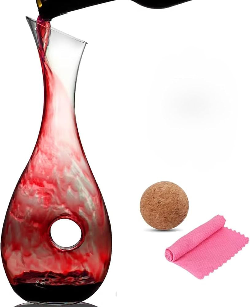 BOQO 1.2L Wine Decanter,Red Wine Decanter-Crystal Glass Wine CarafeFull Bottle Wine Pitcher | Amazon (US)