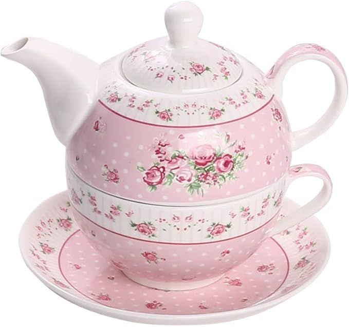 Bwren Tea Pot for One Teapot and Cup Set Bone China for Women Men Mom Kids Tea Coffee,Teapot for ... | Amazon (US)