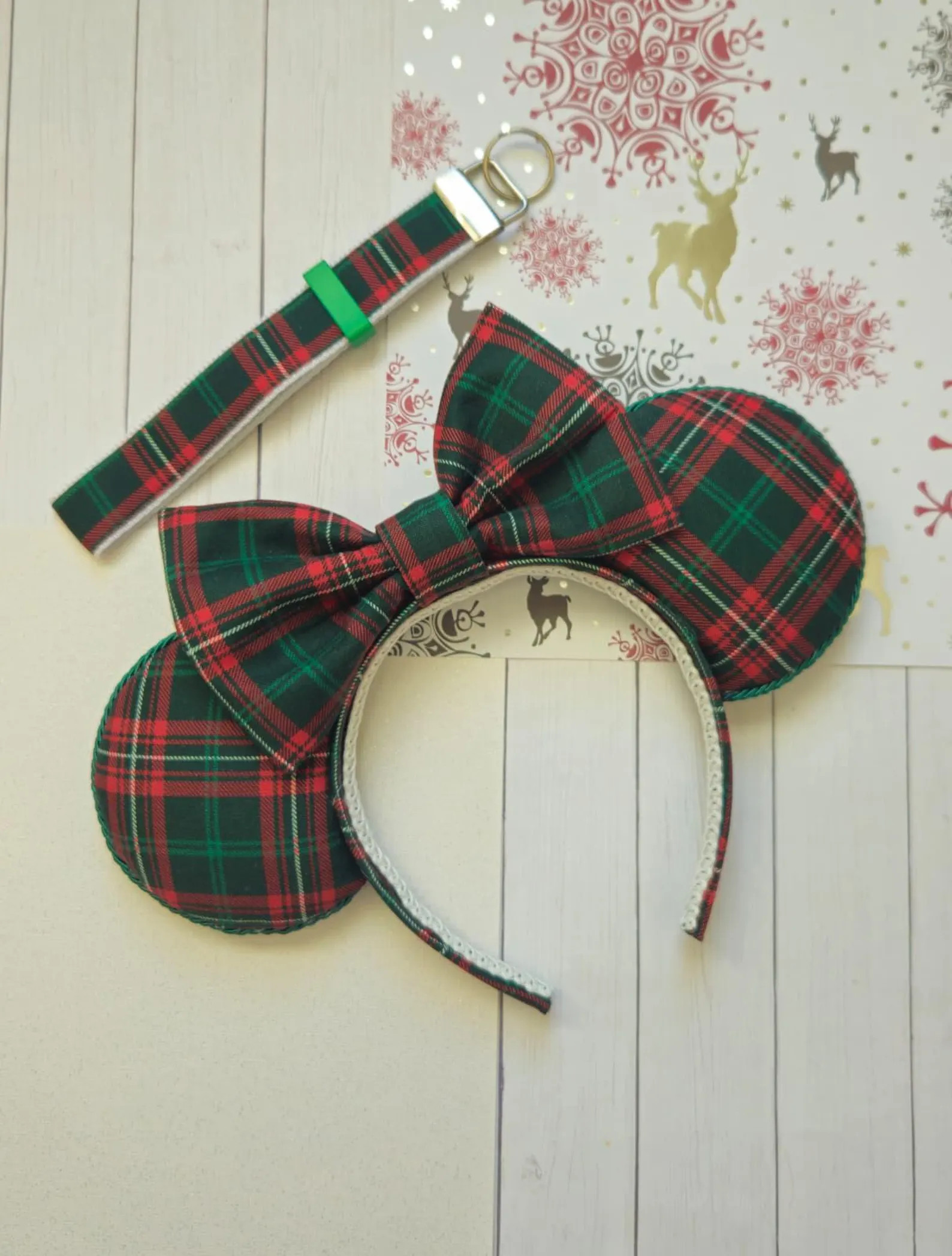 Handmade Christmas Mouse Ears: Holiday Plaid Headband - Etsy | Etsy (US)