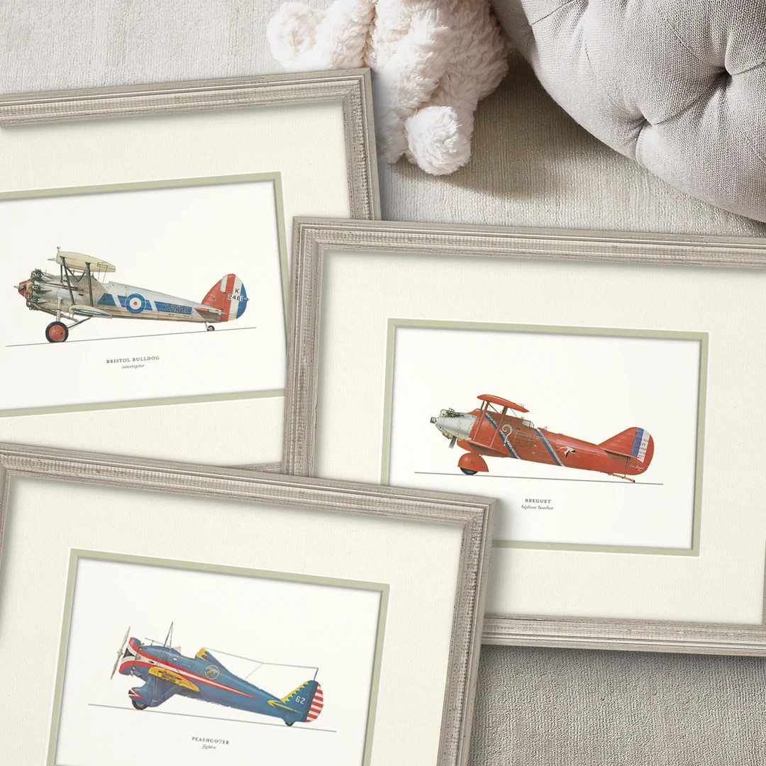 Vintage Airplane Art Prints for Nursery & Boys Room - Set of 12 Hand-Drawn Watercolor Art Prints ... | Etsy (US)