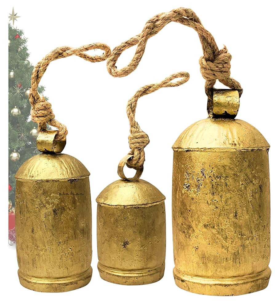 Decorative Cow Bells Set of 3 Large Harmony Bells - Vintage Giant Christmas Bells, Country Rustic... | Amazon (US)