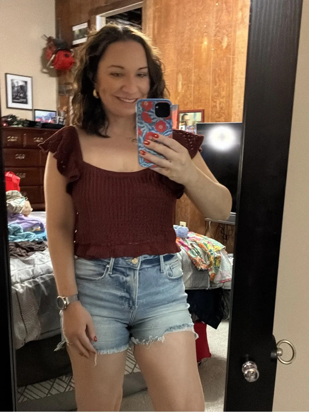 Express burgundy crochet knit sweater tank | Poshmark